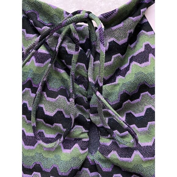 NWT Zara Retro Purple & Green Metallic Cutout Long Sleeve Mini Dress - Picture 12 of 15